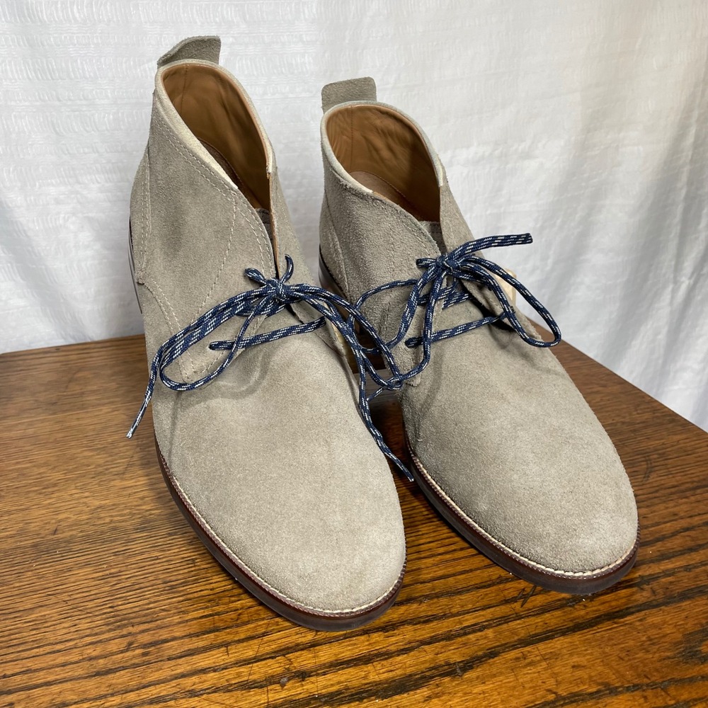 Cole Haan Mens 12 M Taupe Suede Chukka Desert Boots Grey Quiet Luxury Minimalist